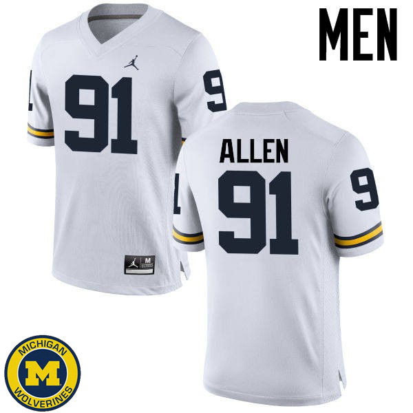 Mens Michigan Wolverines #91 Kenny Allen White Alumni Jersey